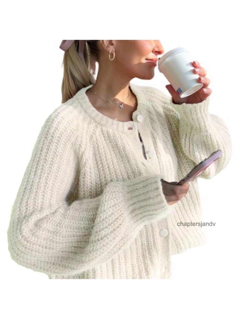 Womens Button Down Long Sleeve Chunky Knit Cardigan Sweater